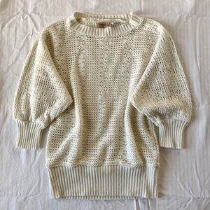 ivory knit sweater with 3/4 Sleeves